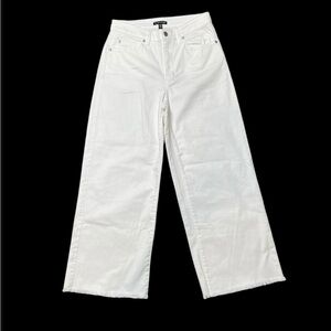 Eileen‎ Fisher Organic Cotton Denim Raw Hem Cropped Wide Leg Jeans XS